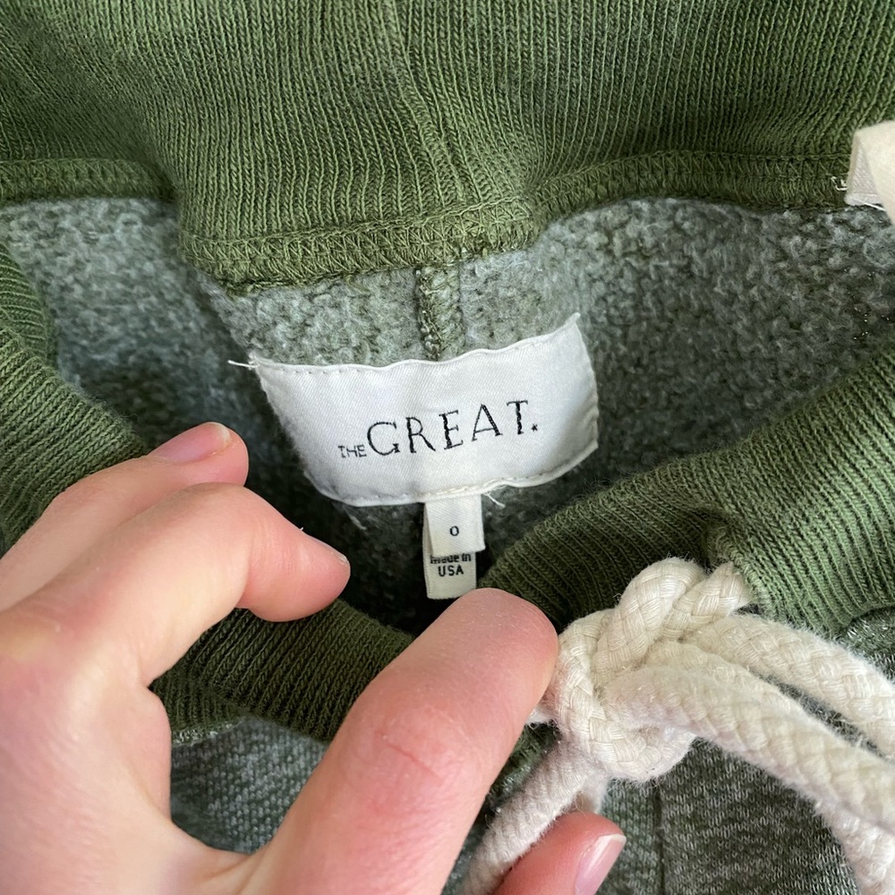 The Great The Cropped Sweatpant in Heathered army, size 0
